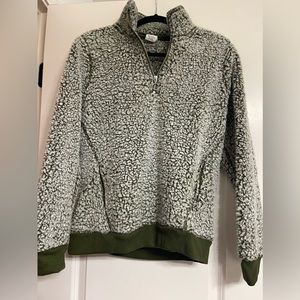 Green Half Zip Sherpa Sweater